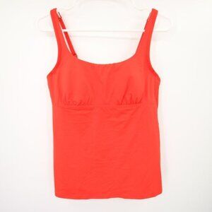Lands' End Red Orange Scoop Neck Swim Tankini Top Size 10 NWOT Underwire